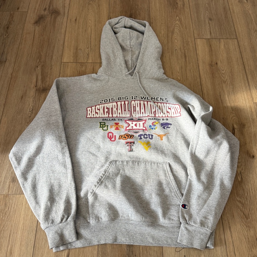 Champion Big 12 2015 Women’s Basketball Unisex Hoodie M Gray